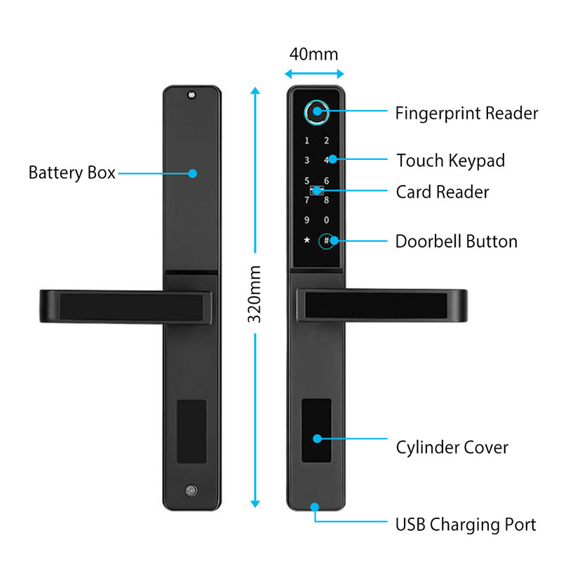 Высокобезопасное дверное устройство Smart Lock Doorbell Tuya App Домашнее помещение Электронный дверной замок Красочный